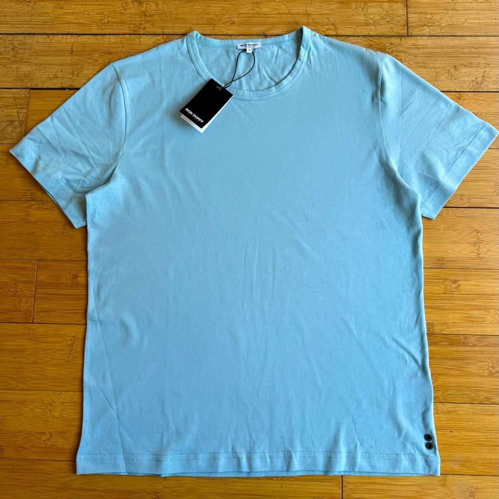 Ron Dorff Men’s Medium Eyelet T-Shirt in Morning Blue